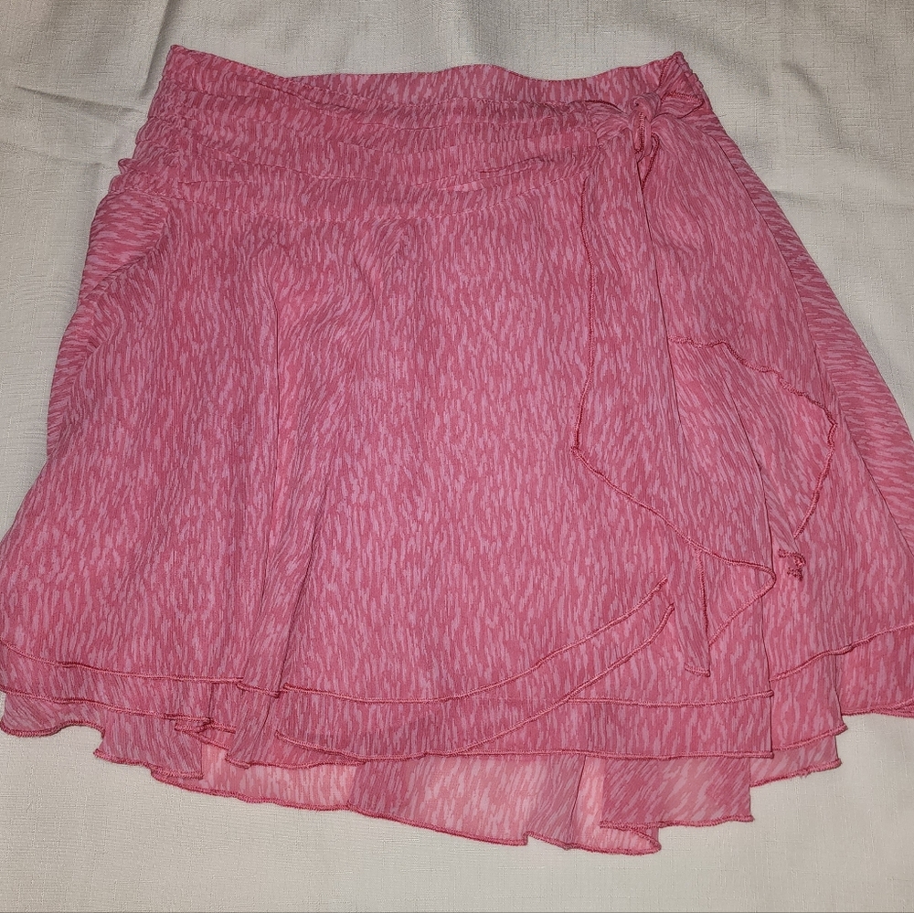 Aerie Pink Ruffle Mini Skirt Flowy Boho Coquette Tiered Skort Small Feminine - Picture 3 of 6